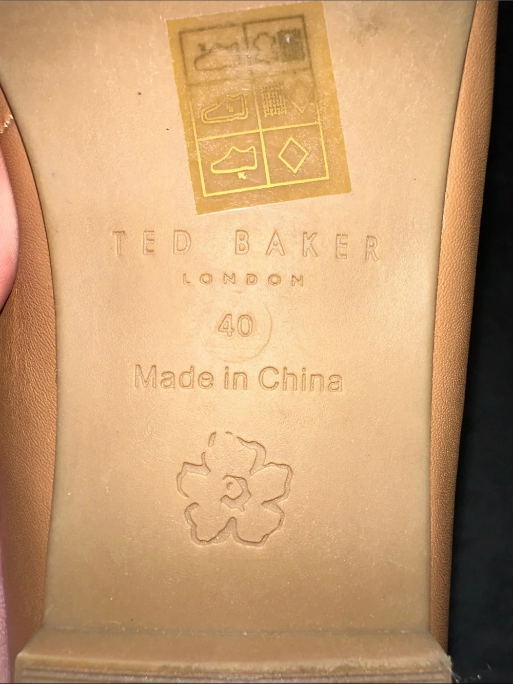 Ted Baker Tan Bow-Trim Leather Ballet Flats